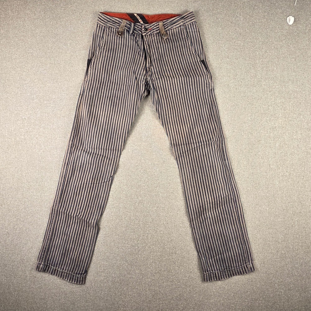 Rare Vtg Diesel Industry Pirmy Striped Utility Pants Blue Tan Cotton Old Money